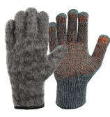 Одинарные шерстяные перчатки (70% шерсть + 30% акрил) с внутренним начесом и антискользящим покрытием, 10 класс, серые